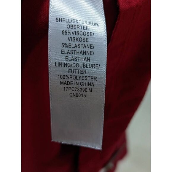 Adrianna Papell Women's Red V-Neck 3/4 Sleeve Asymmetrical Hem Blouse Size S - Picture 5 of 5